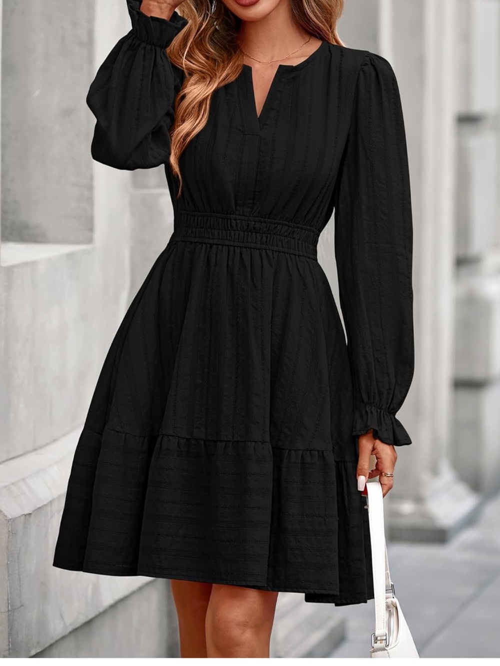 BTFBM Black Long Sleeve Cotton Short Dress, size  xl